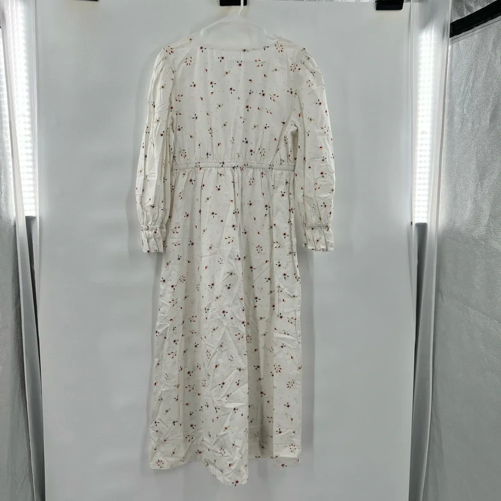 Thefashionguitar the drop long sleeve maxi dress white floral size M